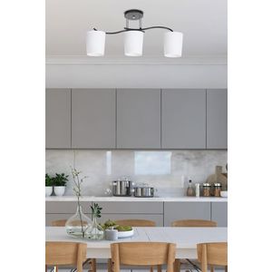 Stropní lampa Esnyr, chrom+černá, 3x40, E27, bílé stínidlo obraz