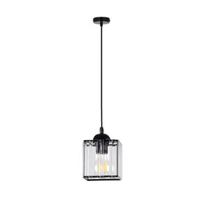 Závěsná lampa Glassia černá 1X40 E27 černé stínidlo + čiré krystaly obraz