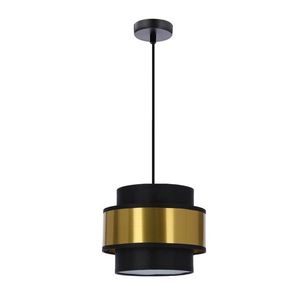 Závěsná lampa Prestige černá 1x40W e27 stínidlo černá+zlatá obraz