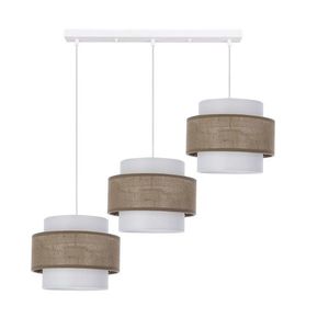Jutová závěsná lampa bílá 3x40W e27 stínidlo bílá+béžová obraz