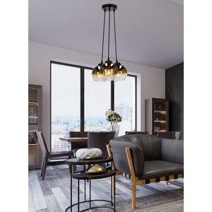 Závěsná lampa Nubia černá 3x60W E27 zlaté stínidlo obraz