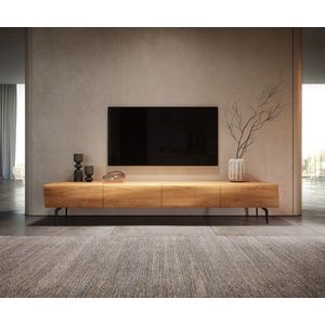 TV stolek New Live-Edge 200 cm přírodní dub 4 dvířka šikmá obraz