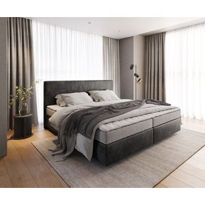 Boxspring postel Dream-Well mikrovlákno antracit vintage obraz