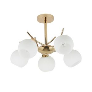 AMOS Zlatá závěsná lampa 5x40W E27 bílé stínidlo obraz
