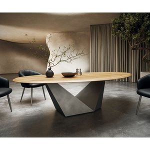 Jídelní stůl Edge oval 280x130x2, 5 Přírodní dub podnož Prisma obraz