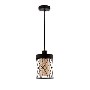 Závěsná lampa Agar černá E27 jantarové stínidlo obraz
