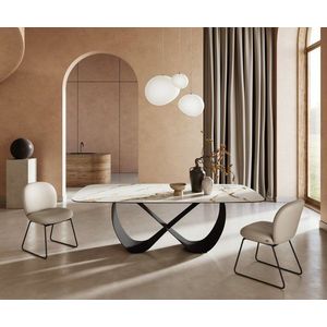 Jídelní stůl Edge oválný 240x120 cm keramika Calacatta Luxe obraz