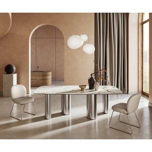 Jídelní stůl Edge oválný 240x120 cm keramika Calacatta Luxe obraz