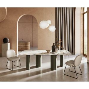 Jídelní stůl Edge oválný 240x120 cm keramika Calacatta Luxe obraz