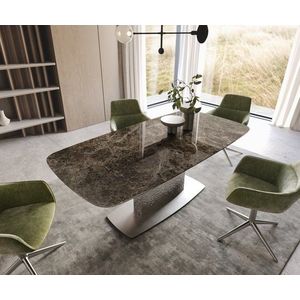 Jídelní stůl Edge oválný 200x100 keramika Laminam® Emperador obraz