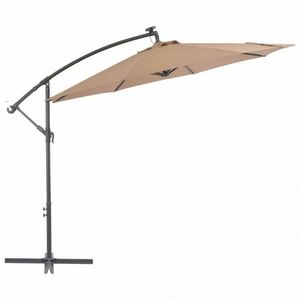 Slunečník s LED Ø 300 cm Zelená, Slunečník s LED Ø 300 cm Zelená obraz
