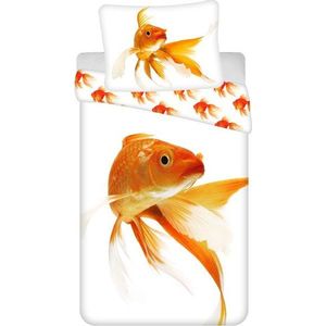 Bílo-oranžové bavlněné dětské povlečení na jednolůžko 140x200 cm Goldfish – Jerry Fabrics obraz