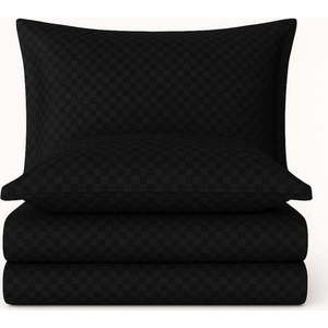 Černé povlečení na jednolůžko z bavlny Renforcé 140x200 cm Checkered – Mila Home Luxury obraz