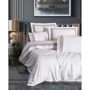 Bílé povlečení na jednolůžko z bavlny Renforcé 140x200 cm Red Heritage Lines – Mila Home Luxury obraz