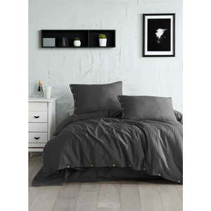 Tmavě šedé povlečení na dvoulůžko/prodloužené z bavlny Renforcé 240x220 cm Como Striped – Mila Home Luxury obraz