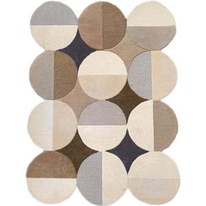 Šedobéžový ručně tkaný vlněný koberec 120x170 cm Mia Ellipse – Flair Rugs obraz