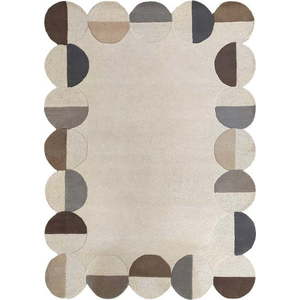 Šedobéžový ručně tkaný vlněný koberec 200x290 cm Mia Scallop Frame – Flair Rugs obraz