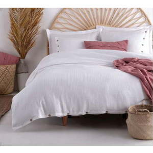Bílé povlečení na jednolůžko z bavlny Renforcé 140x200 cm Como Striped – Mila Home Luxury obraz