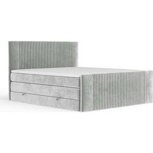 Světle šedá boxspring postel s úložným prostorem 140x200 cm Bergamo – Maison de Rêve obraz