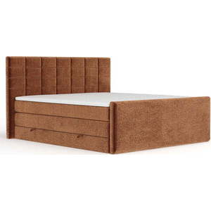 Oranžová boxspring postel s úložným prostorem 140x200 cm Ava – Maison de Rêve obraz