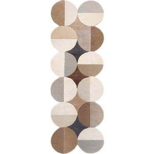 Šedobéžový ručně tkaný vlněný běhoun 80x230 cm Mia Ellipse – Flair Rugs obraz