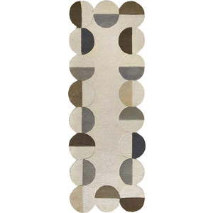 Šedobéžový ručně tkaný vlněný běhoun 80x230 cm Mia Scallop Frame – Flair Rugs obraz