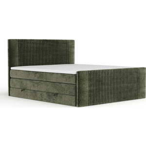 Tmavě zelená boxspring postel s úložným prostorem 200x200 cm Bergamo – Maison de Rêve obraz