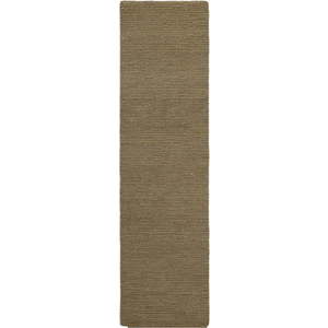 Khaki ručně tkaný vlněný běhoun 80x230 cm Harris Boucle – Flair Rugs obraz