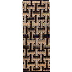 Černý/v přírodní barvě ručně tkaný běhoun s příměsí juty 80x230 cm Meander Jute – Flair Rugs obraz