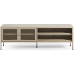 Krémový kovový TV stolek 160x50x35 cm Fayna – Marckeric obraz