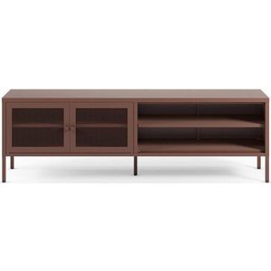 Vínový kovový TV stolek 160x50x35 cm Fayna – Marckeric obraz