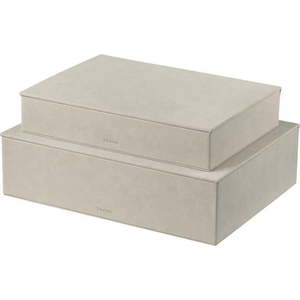 Béžové úložné boxy v sadě 2 ks s víkem/dekorativní z umělé kůže 40x30x11 cm Sahla – Blomus obraz