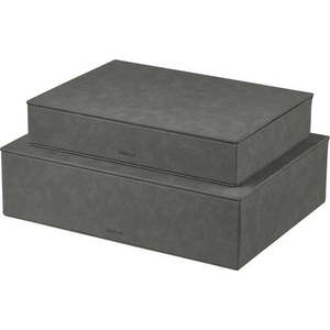Antracitové úložné boxy v sadě 2 ks s víkem/dekorativní z umělé kůže 40x30x11 cm Sahla – Blomus obraz