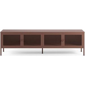 Vínový kovový TV stolek 160x50x35 cm Fayna – Marckeric obraz