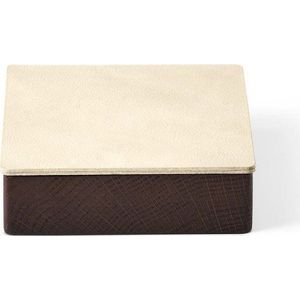 Hnědý/krémový dřevěný/z eko kůže úložný box s víkem/dekorativní 11x11x3, 5 cm Square Nupo – LIND DNA obraz