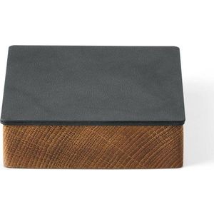 Antracitový/v přírodní barvě dřevěný/z eko kůže úložný box s víkem/dekorativní 11x11x3, 5 cm Square Nupo – LIND DNA obraz