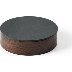 Antracitový/hnědý dřevěný/z eko kůže úložný box s víkem/dekorativní ø 11x3, 5 cm Circle Nupo – LIND DNA obraz