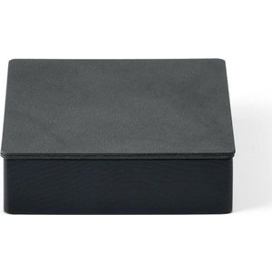 Černý/antracitový dřevěný/z eko kůže úložný box s víkem/dekorativní 11x11x3, 5 cm Square Nupo – LIND DNA obraz