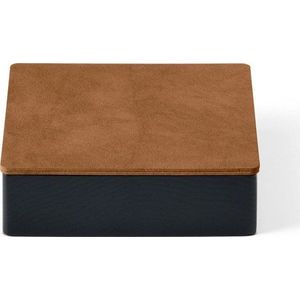 Černý/v přírodní barvě dřevěný/z eko kůže úložný box s víkem/dekorativní 11x11x3, 5 cm Square Nupo – LIND DNA obraz