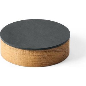 Antracitový/v přírodní barvě dřevěný/z eko kůže úložný box s víkem/dekorativní ø 11x3, 5 cm Circle Nupo – LIND DNA obraz