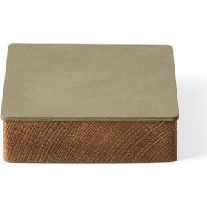 Zelený/v přírodní barvě dřevěný/z eko kůže úložný box s víkem/dekorativní 11x11x3, 5 cm Square Nupo – LIND DNA obraz