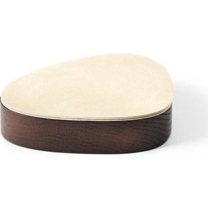 Hnědý/krémový dřevěný/z eko kůže úložný box s víkem/dekorativní 14x12, 5x3, 5 cm Curve Nupo – LIND DNA obraz