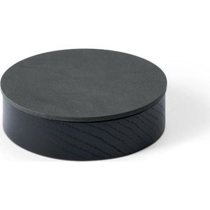 Černý/antracitový dřevěný/z eko kůže úložný box s víkem/dekorativní ø 11x3, 5 cm Circle Nupo – LIND DNA obraz