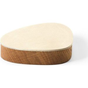 Krémový/v přírodní barvě dřevěný/z eko kůže úložný box s víkem/dekorativní 14x12, 5x3, 5 cm Curve Nupo – LIND DNA obraz