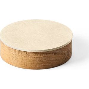 Krémový/v přírodní barvě dřevěný/z eko kůže úložný box s víkem/dekorativní ø 11x3, 5 cm Circle Nupo – LIND DNA obraz