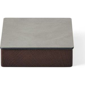 Světle šedý/hnědý dřevěný/z eko kůže úložný box s víkem/dekorativní 11x11x3, 5 cm Square Nupo – LIND DNA obraz