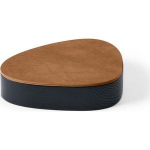 Černý/v přírodní barvě dřevěný/z eko kůže úložný box s víkem/dekorativní 14x12, 5x3, 5 cm Curve Nupo – LIND DNA obraz