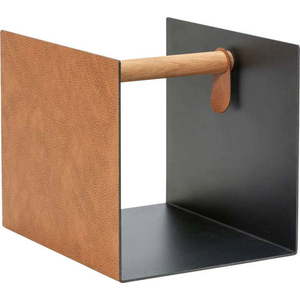 Černý/v přírodní barvě dekorativní kovový/z eko kůže úložný box 32x38x31 cm Bull – LIND DNA obraz