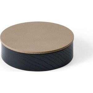 Černý/hnědý dřevěný/z eko kůže úložný box s víkem/dekorativní ø 11x3, 5 cm Circle Nupo – LIND DNA obraz