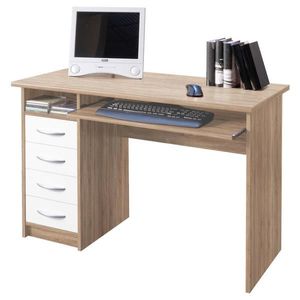 Livetastic PC STŮL, bílá, Sonoma dub, 110/75/55 cm obraz